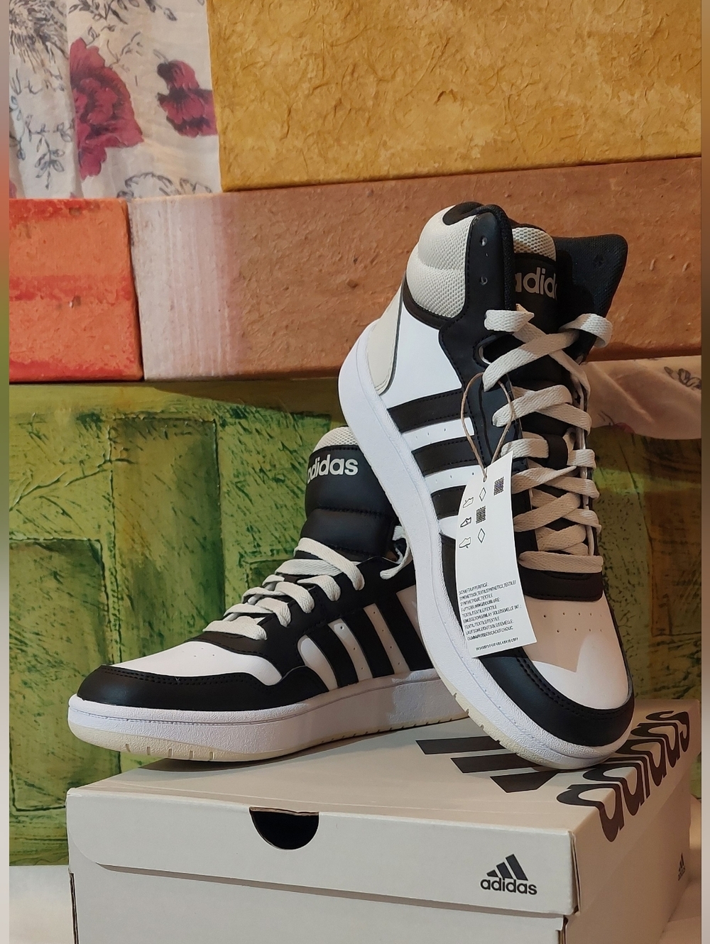 adidas Black and White High-Top Sneakers - Picture 1 of 6